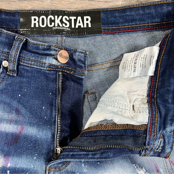 Rockstar Original Graffiti Distressed Stretch Skinny Jean Denim - Size 32 - Picture 3 of 8
